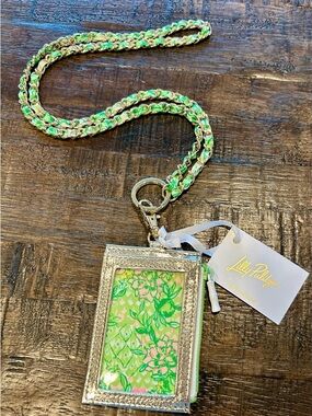 Lilly Pulitzer Fauna Green Lime Floral Lanyard- Feeling Good with Chain